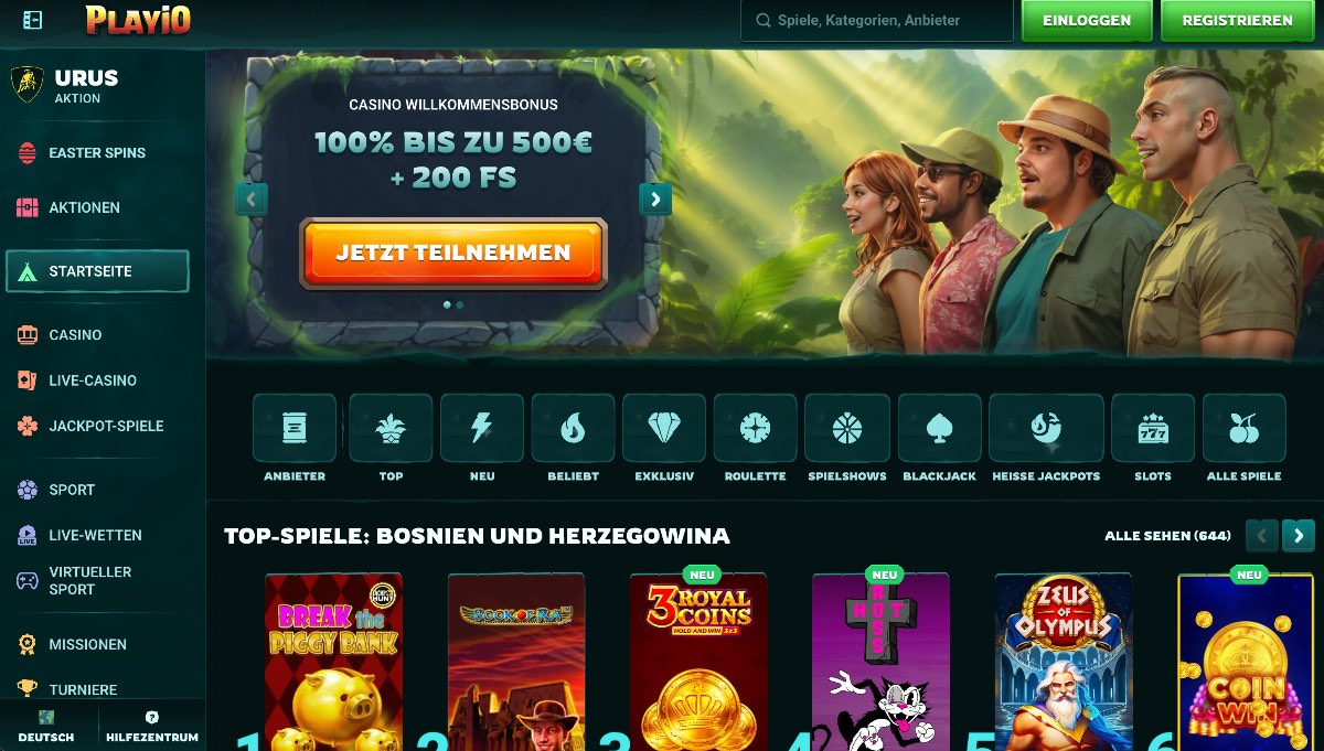Die Playio Homepage bietet ein innovatives Gaming-Paket: Nutze schnelle Krypto-Auszahlungen, shoppe Belohnungen im integrierten Bonus Shop und wette auf die spannendsten eSports-Events.